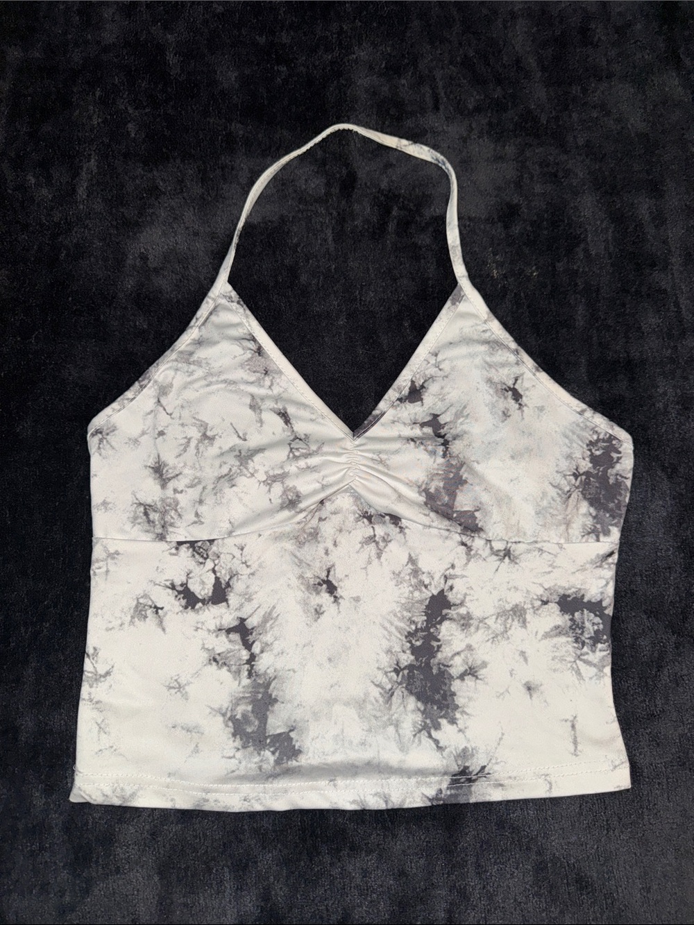 White and Gray Tie-Dye Halter Cami Top